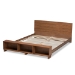 Baxton Studio Regina Modern Rustic Ash Walnut Brown Finished Wood Queen Size Platform Storage Bed with Built-In Shelves - MG0017-Ash Walnut-Queen