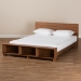 Baxton Studio Regina Modern Rustic Ash Walnut Brown Finished Wood Queen Size Platform Storage Bed with Built-In Shelves - MG0017-Ash Walnut-Queen