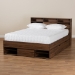 Baxton Studio Tristan Modern and Contemporary Walnut Brown Finished Wood 1-Drawer Queen Size Platform Storage Bed with Shelves - SEBED13017026-Columbia-Queen