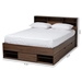 Baxton Studio Tristan Modern and Contemporary Walnut Brown Finished Wood 1-Drawer Queen Size Platform Storage Bed with Shelves - SEBED13017026-Columbia-Queen