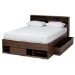 Baxton Studio Tristan Modern and Contemporary Walnut Brown Finished Wood 1-Drawer Queen Size Platform Storage Bed with Shelves - SEBED13017026-Columbia-Queen