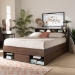 Baxton Studio Tristan Modern and Contemporary Walnut Brown Finished Wood 1-Drawer Queen Size Platform Storage Bed with Shelves - SEBED13017026-Columbia-Queen