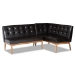 Baxton Studio Arvid Mid-Century Modern Dark Brown Faux Leather Upholstered 4-Piece Wood Dining Nook Set - BBT8051-Dark Brown/Walnut-4PC Dining Nook Set