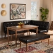 Baxton Studio Arvid Mid-Century Modern Dark Brown Faux Leather Upholstered 4-Piece Wood Dining Nook Set - BBT8051-Dark Brown/Walnut-4PC Dining Nook Set