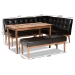 Baxton Studio Arvid Mid-Century Modern Dark Brown Faux Leather Upholstered 4-Piece Wood Dining Nook Set - BBT8051-Dark Brown/Walnut-4PC Dining Nook Set