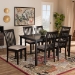 Baxton Studio Minette Modern and Contemporary Sand Fabric Upholstered Espresso Brown Finished Wood 7-Piece Dining Set - RH319C-Sand/Dark Brown-7PC Dining Set