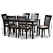 Baxton Studio Minette Modern and Contemporary Sand Fabric Upholstered Espresso Brown Finished Wood 7-Piece Dining Set - RH319C-Sand/Dark Brown-7PC Dining Set