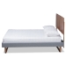Baxton Studio Allegra Mid-Century Modern Dark Grey Fabric Upholstered and Ash Walnut Brown Finished Wood Queen Size Platform Bed - Allegra-Dark Grey/Ash Walnut-Queen