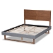 Baxton Studio Allegra Mid-Century Modern Dark Grey Fabric Upholstered and Ash Walnut Brown Finished Wood Queen Size Platform Bed - Allegra-Dark Grey/Ash Walnut-Queen