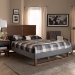 Baxton Studio Allegra Mid-Century Modern Dark Grey Fabric Upholstered and Ash Walnut Brown Finished Wood Queen Size Platform Bed - Allegra-Dark Grey/Ash Walnut-Queen