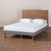 Baxton Studio Allegra Mid-Century Modern Dark Grey Fabric Upholstered and Ash Walnut Brown Finished Wood Queen Size Platform Bed - Allegra-Dark Grey/Ash Walnut-Queen