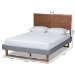 Baxton Studio Allegra Mid-Century Modern Dark Grey Fabric Upholstered and Ash Walnut Brown Finished Wood Queen Size Platform Bed - Allegra-Dark Grey/Ash Walnut-Queen