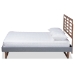 Baxton Studio Rina Modern and Contemporary Dark Grey Fabric Upholstered and Ash Walnut Brown Finished Wood Queen Size Platform Bed - Rina-Dark Grey/Ash Walnut-Queen