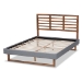 Baxton Studio Rina Modern and Contemporary Dark Grey Fabric Upholstered and Ash Walnut Brown Finished Wood Queen Size Platform Bed - Rina-Dark Grey/Ash Walnut-Queen