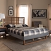 Baxton Studio Rina Modern and Contemporary Dark Grey Fabric Upholstered and Ash Walnut Brown Finished Wood Queen Size Platform Bed - Rina-Dark Grey/Ash Walnut-Queen