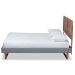Baxton Studio Gabriela Rustic Modern Dark Grey Fabric Upholstered and Ash Walnut Brown Finished Wood Queen Size Platform Bed - Gabriela-Dark Grey/Ash Walnut-Queen