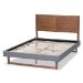 Baxton Studio Gabriela Rustic Modern Dark Grey Fabric Upholstered and Ash Walnut Brown Finished Wood Queen Size Platform Bed - Gabriela-Dark Grey/Ash Walnut-Queen
