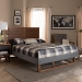Baxton Studio Gabriela Rustic Modern Dark Grey Fabric Upholstered and Ash Walnut Brown Finished Wood Queen Size Platform Bed - Gabriela-Dark Grey/Ash Walnut-Queen
