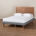 Baxton Studio Gabriela Rustic Modern Dark Grey Fabric Upholstered and Ash Walnut Brown Finished Wood Queen Size Platform Bed - Gabriela-Dark Grey/Ash Walnut-Queen
