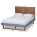 Baxton Studio Gabriela Rustic Modern Dark Grey Fabric Upholstered and Ash Walnut Brown Finished Wood Queen Size Platform Bed - Gabriela-Dark Grey/Ash Walnut-Queen