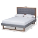 Baxton Studio Emele Modern Transitional Dark Grey Fabric Upholstered and Ash Walnut Brown Finished Wood Queen Size Platform Bed - Emele-Dark Grey/Ash Walnut-Queen