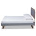 Baxton Studio Emele Modern Transitional Dark Grey Fabric Upholstered and Ash Walnut Brown Finished Wood Queen Size Platform Bed - Emele-Dark Grey/Ash Walnut-Queen