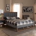 Baxton Studio Emele Modern Transitional Dark Grey Fabric Upholstered and Ash Walnut Brown Finished Wood Queen Size Platform Bed - Emele-Dark Grey/Ash Walnut-Queen