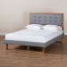 Baxton Studio Emele Modern Transitional Dark Grey Fabric Upholstered and Ash Walnut Brown Finished Wood Queen Size Platform Bed - Emele-Dark Grey/Ash Walnut-Queen