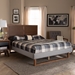 Baxton Studio Eloise Rustic Modern Light Grey Fabric Upholstered and Ash Walnut Brown Finished Wood Queen Size Platform Bed - Eloise-Light Grey/Ash Walnut-Queen