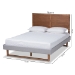 Baxton Studio Eloise Rustic Modern Light Grey Fabric Upholstered and Ash Walnut Brown Finished Wood Full Size Platform Bed - Eloise-Light Grey/Ash Walnut-Full