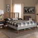 Baxton Studio Luciana Modern and Contemporary Light Grey Fabric Upholstered and Ash Walnut Brown Finished Wood Queen Size Platform Bed - Luciana-Light Grey/Ash Walnut-Queen