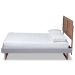 Baxton Studio Claudia Rustic Modern Light Grey Fabric Upholstered and Walnut Brown Finished Wood Full Size Platform Bed - Claudia-Light Grey/Ash Walnut-Full
