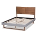 Baxton Studio Claudia Rustic Modern Light Grey Fabric Upholstered and Walnut Brown Finished Wood Full Size Platform Bed - Claudia-Light Grey/Ash Walnut-Full