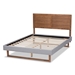 Baxton Studio Claudia Rustic Modern Light Grey Fabric Upholstered and Walnut Brown Finished Wood Queen Size Platform Bed - Claudia-Light Grey/Ash Walnut-Queen
