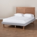 Baxton Studio Claudia Rustic Modern Light Grey Fabric Upholstered and Walnut Brown Finished Wood Full Size Platform Bed - Claudia-Light Grey/Ash Walnut-Full