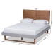Baxton Studio Claudia Rustic Modern Light Grey Fabric Upholstered and Walnut Brown Finished Wood Full Size Platform Bed - Claudia-Light Grey/Ash Walnut-Full