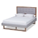 Baxton Studio Livinia Modern Transitional Light Grey Fabric Upholstered and Ash Walnut Brown Finished Wood Full Size Platform Bed