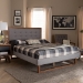 Baxton Studio Livinia Modern Transitional Light Grey Fabric Upholstered and Ash Walnut Brown Finished Wood Full Size Platform Bed - Livinia-Light Grey/Ash Walnut-Full