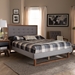 Baxton Studio Livinia Modern Transitional Light Grey Fabric Upholstered and Ash Walnut Brown Finished Wood Queen Size Platform Bed - Livinia-Light Grey/Ash Walnut-Queen