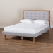 Baxton Studio Livinia Modern Transitional Light Grey Fabric Upholstered and Ash Walnut Brown Finished Wood Full Size Platform Bed - Livinia-Light Grey/Ash Walnut-Full