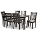 Baxton Studio Minette Modern and Contemporary Gray Fabric Upholstered and Espresso Brown Finished Wood 7-Piece Dining Set