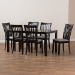 Baxton Studio Minette Modern and Contemporary Gray Fabric Upholstered and Espresso Brown Finished Wood 7-Piece Dining Set - RH319C-Grey/Dark Brown-7PC Dining Set