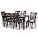 Baxton Studio Minette Modern and Contemporary Gray Fabric Upholstered and Espresso Brown Finished Wood 7-Piece Dining Set - RH319C-Grey/Dark Brown-7PC Dining Set