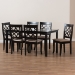 Baxton Studio Mael Modern and Contemporary Sand Fabric Upholstered and Espresso Brown Finished Wood 7-Piece Dining Set - RH331C-Sand/Dark Brown-7PC Dining Set