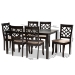 Baxton Studio Mael Modern and Contemporary Sand Fabric Upholstered and Espresso Brown Finished Wood 7-Piece Dining Set - RH331C-Sand/Dark Brown-7PC Dining Set