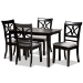 Baxton Studio Clarke Modern and Contemporary Grey Fabric Upholstered and Espresso Brown Finished Wood 5-Piece Dining Set
