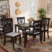 Baxton Studio Clarke Modern and Contemporary Grey Fabric Upholstered and Espresso Brown Finished Wood 5-Piece Dining Set - RH329C-Grey/Dark Brown-5PC Dining Set