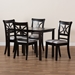 Baxton Studio Clarke Modern and Contemporary Grey Fabric Upholstered and Espresso Brown Finished Wood 5-Piece Dining Set - RH329C-Grey/Dark Brown-5PC Dining Set