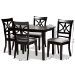 Baxton Studio Clarke Modern and Contemporary Grey Fabric Upholstered and Espresso Brown Finished Wood 5-Piece Dining Set - RH329C-Grey/Dark Brown-5PC Dining Set