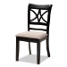 Baxton Studio Clarke Modern and Contemporary Sand Fabric Upholstered and Espresso Brown Finished Wood 5-Piece Dining Set - RH329C-Sand/Dark Brown-5PC Dining Set